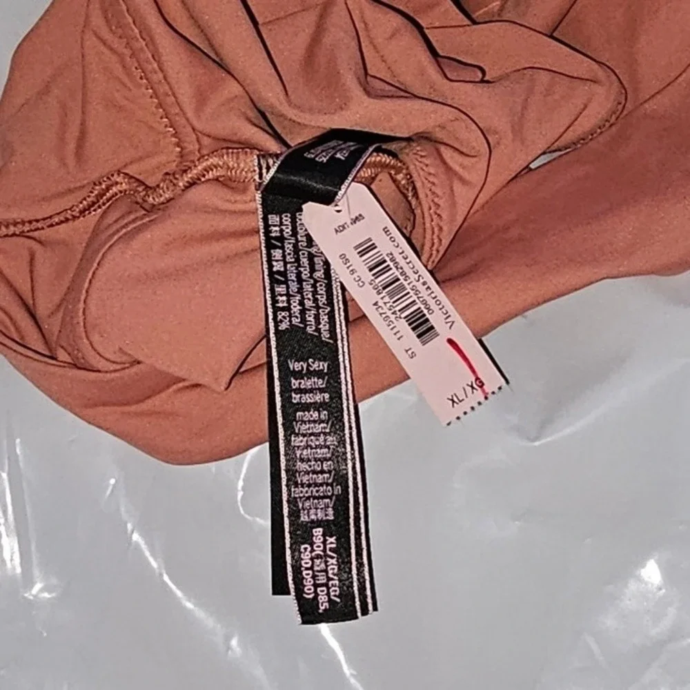 Victorias Secret Very Sexy V-Wire Bralette Rose Pink‎ Gold Hardware XL NEW